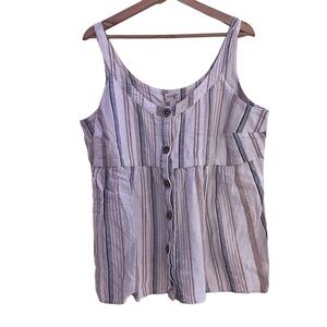 Striped Sleeveless Button Down Blouse Size 1X